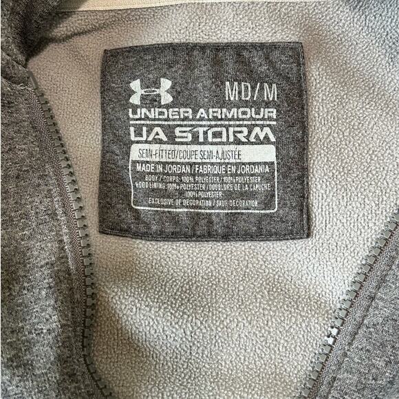 Under Armour UA Storm Gray Fleece Lining Zip Up Hooded Mens Jacket Size Medium - Picture 7 of 10